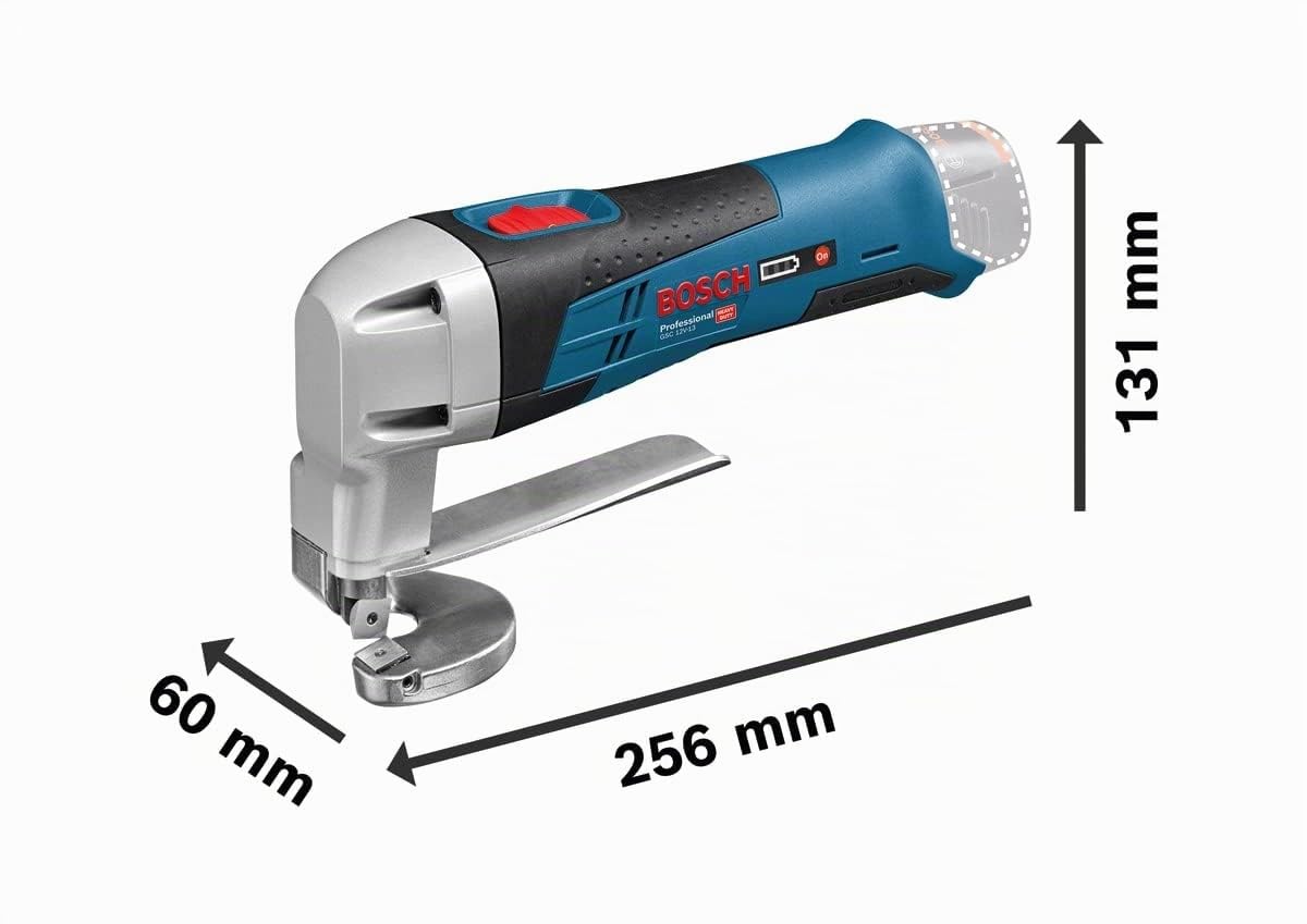 Bosch Professional 12V System cisaille à tôle sans-fil GSC 12V-13 (avec 2 batteries 2,0 Ah, chargeur rapide GAL 12V-40, clé mâle pour vis à six pans creux, L-BOXX 102)