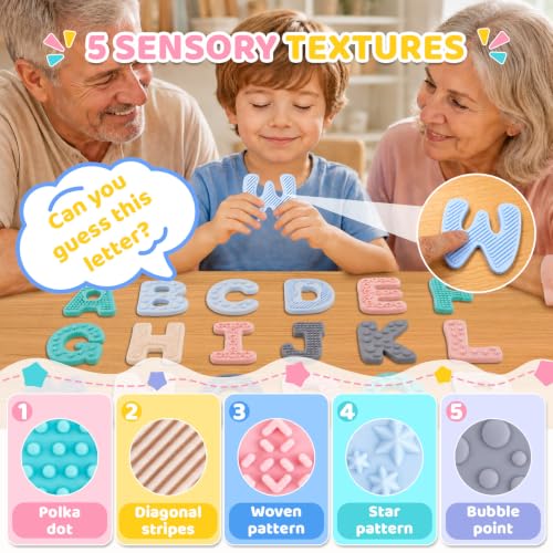 Silicone Magnetic Letters, 26 Uppercase Alphabet with Sensory Textures - image 4