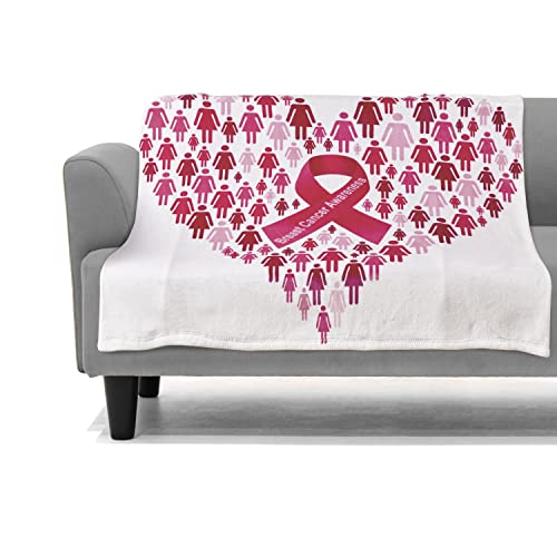 Image of Elegant Comfort Lightweight Printed Throw Blanket- All Season, Ultra Soft, Cozy and Plush- Decorative Throw Blankets, Perfect for Lounging, 50 x 70 inches, Pinktober /Breast Cancer Awareness, Throw