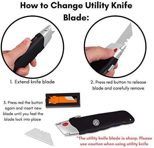 Internet's Best Premium Utility Knife - Set of 2 - Retractable Razor Knife Set - Box Cutter - Image 5