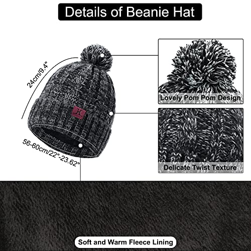 MAYLISACC Womens Hat Scarf Gloves Set, Stylish Winter Knitted Warm Beanie Caps+Long Scarves+Touch Screen Gloves for Laydies4