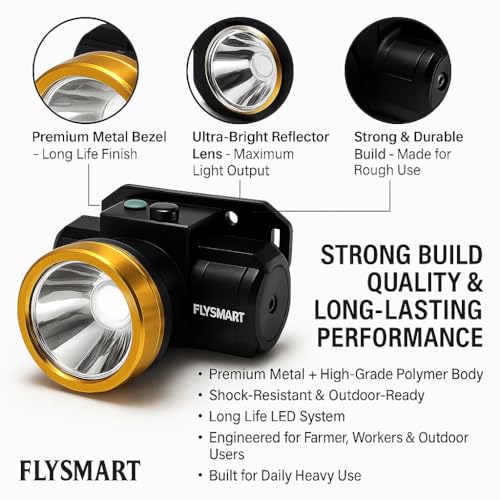 Image of Flysmart 50W Battery Powered Heavy Duty LED Head Lamp Searchlight - Long Range, High-Intensity Spotlight for Outdoor & Professional Use