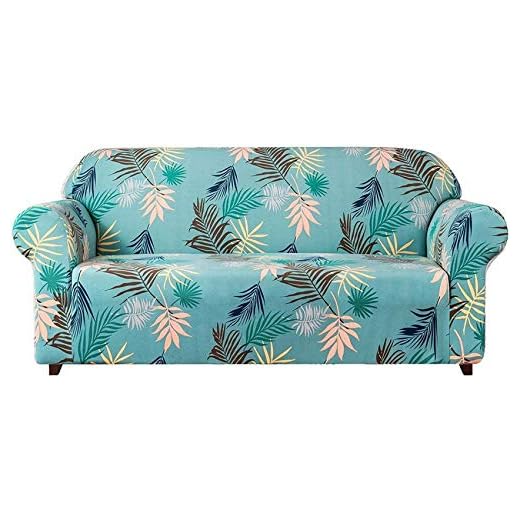 Universellt soffskydd, Jacquard Stretch Soffskydd Fåtöljöverdrag 1 2 3 4-sits Polyester Elastan Blommönster Halkskydd Soffa Överdrag för husdjur (Grönt tryck, 3-sits/Soffa) för att klä upp rummet