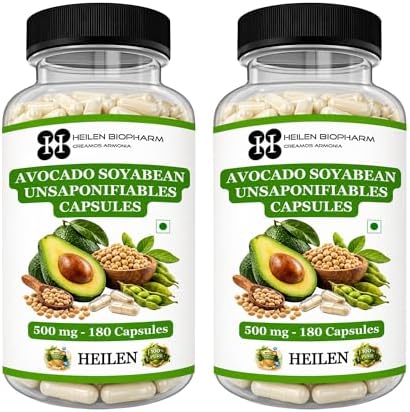 Heilen Biopharm ASU 500 mg | Avocado & Soybean Unsaponifiables | Joint, Cartilage & Mobility Support Supplement | 180 Capsules | Pack of 2 | 500 mg Each | Plant-Based
