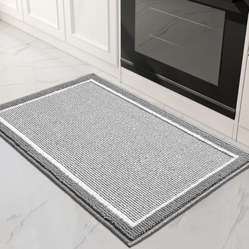 PADOOR Kitchen-Mats for Floor 100% Polypropylene Kitchen Rugs Non Slip Washable, Durable Dirt Resist TPR Backed Kitchen Floor Mat, 20"x32", Grey 20"x32" Grey