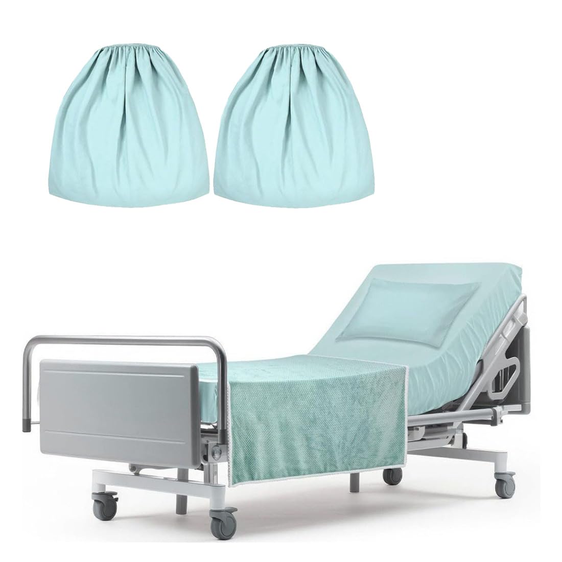 Daunkang Bariatric Hospital Bed Sheet Soft Microfiber Hospital Fitted Sheet Deep Pocket Fitted Sheets for Oversized Medical and Bariatric Mattresses Set of 2 Lake Blue
