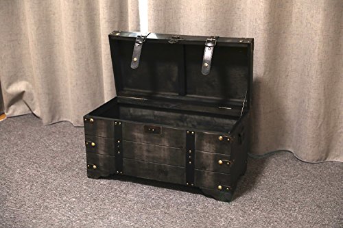 Vintiquewise Distressed Black Medium Wooden Storage Trunk by Vintiquewise - Image 2