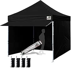 Eurmax 10 x 10 Pop Commercial Tent Outdoor Party Removable Zippered Sidewalls and Roller Bonus 4 Canopy Sand Bags & 24 Squre Ft Extended Awning, Black - coolthings.us