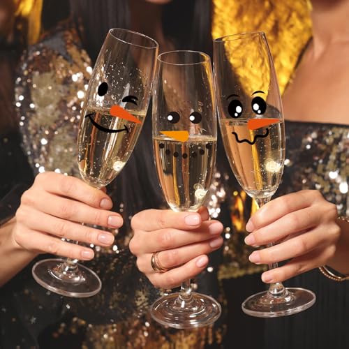 VARACL 48 x Schneemann-Gesichts-Aufkleber, wasserdicht, Schneemann-Gesichtsaufkleber für Weihnachtsdekorationen, Vinyl-Weihnachtsdekorationen für Kugel, Ornament, Wasserflaschen, Fenster, Wand