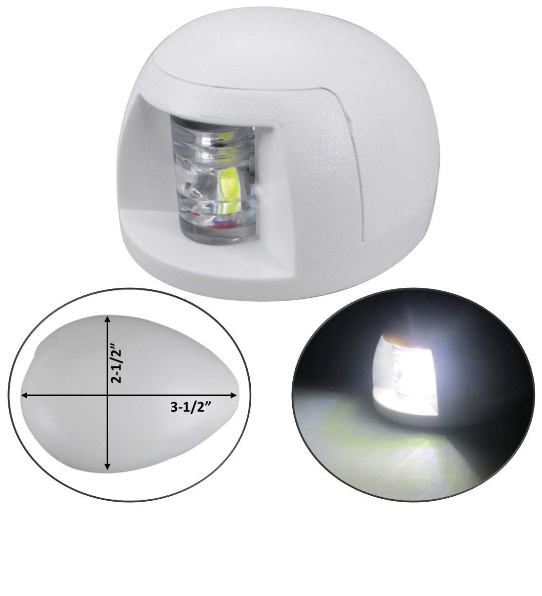 Pactrade MarineBoat White Stern LED Navigation Light Horizontal Mount