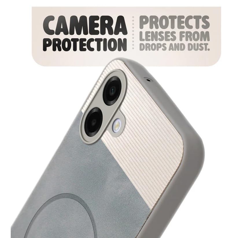 Image of Bintage CASE Mac Safe Design Hard Light Weight Back Case | Soft Border Camera Protect | Dual PU Leather Finish Back Cover Compatible for Samsung Galaxy A07 4G - White & Grey