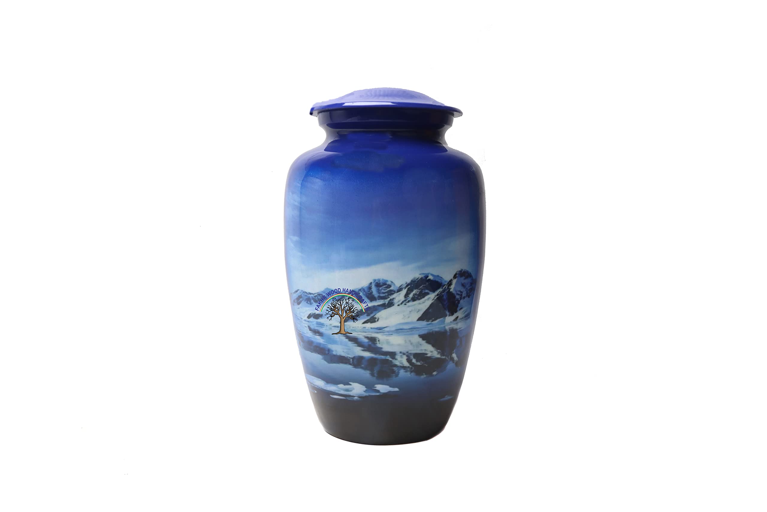 Large Cremation Urn for Human/Pet Ashes Funeral Memorial Keepsake Burial Printed Decorative Urns for Ashes (Ice Mountain)