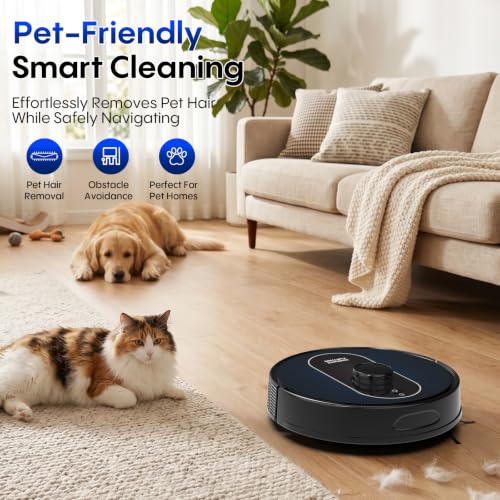 Image of Robot Vacuum and Mop Combo, 6000Pa Robotic Vacuum with Mapping, Self-Emptying Station for 90 Days Hands-Free, LiDAR Navigation, Wi-Fi /App /Alexa Voice Control, for Carpets & Hard Floors