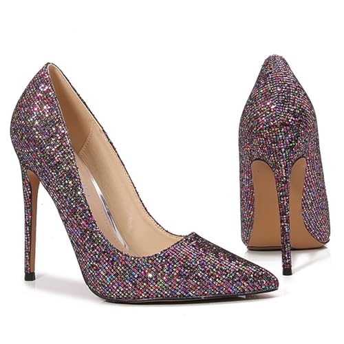 Pompes à paillettes pour femme avec talons hauts fermés élégants pour vos soirées
