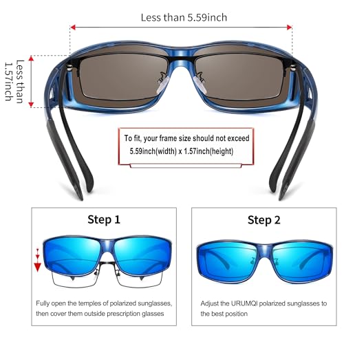 Image of URUMQI Polarized Sunglasses Fit Over Glasses for Men Women, Wraparound Sun Glasses UV400 Protection for Driving Fishing