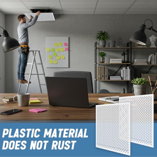 Image of DoubleFill 2 Pack 2' x 2' Plastic Perforated Tiles with 3 /8 inch Holes 24 inch x 24 inch White Drop Ceiling Tiles Plastic Ceiling Grid Covers(3 /8 inch Holes,24 inch X 24 inch,White,4 Pack)