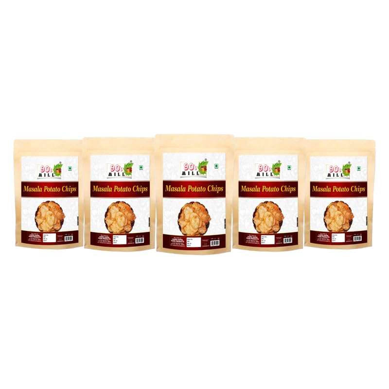 90's MILL Marwar's Organic Ready to eat Namkeen Potato Chips Spicy | Red Chilli Aloo Chips | Low Fat Masala PATTA Wafer | Tasty Yummy Snack Healthy Snack | Batata PATTA Wafer Chips-900g*5Pack
