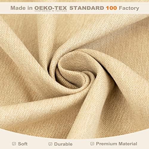 DriftAway Pinch Pleat Valance for Kitchen Window Blackout Faux Linen Textured Solid Beige Valance for Living Room 16 Inch Farmhouse Linen Curtain Valance Window Treatment Back Tab 52x16 Beige - Thumbnail 7