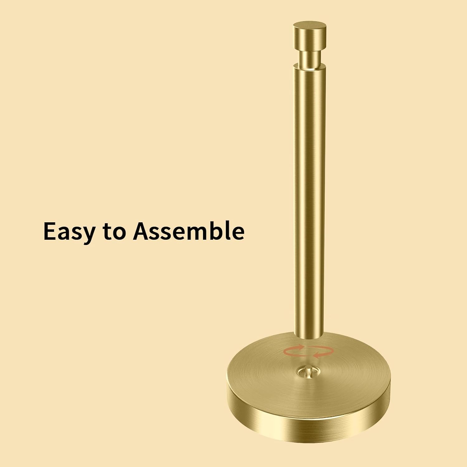 YUMORE Paper Towel Holder Countertop, Paper Towel Holder with Weighted Base Non Slip, Standing Paper Towel Roll Holder for Kitchen Bathroom, Stainles Steel (Gold)