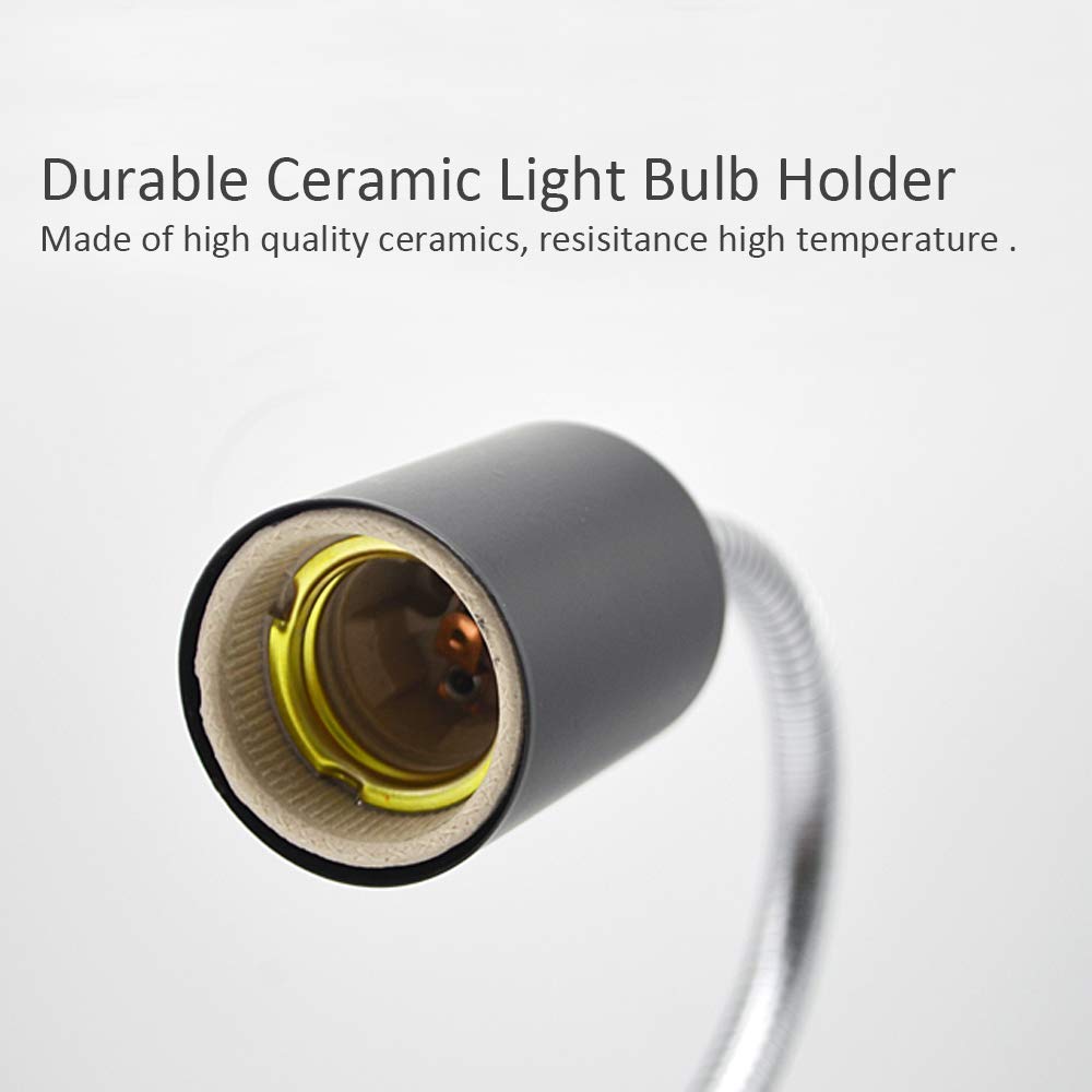 Reptile Heat Lamp Clamp Fixture- Flexible Terrarium Habitat Lighting & Heat Lamp Holder Stand, UVA UVB Light Basking Mercury Vapor Bulb Ceramic Heat Bulb Holder for Reptile Snake Tortoise