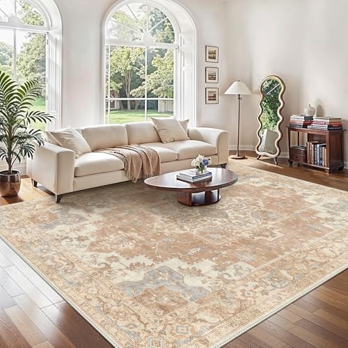 Image of GENIMO Large Washable Rugs for Living Room 200x290cm, Extra Large Area Rug, Vintage Boho Rugs, Low Pile, Non-Shedding, XXL Carpet, Traditional Oriental Design, Dining Room, Home Office, Bedroom