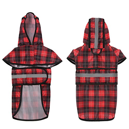 image for HDE Dog Raincoat Jacket Reflective Adjustable Hooded Pet Poncho Rain C