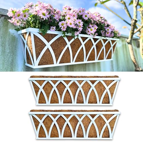 LaLaGreen Rustic Wall Planter (24 in, 2 Pack) White Rectangular Window Box