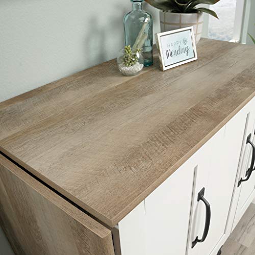 Sauder Miscellaneous Storage Sewing Cart, Drop-Leaf Craft Table, Sewing Table with Storage - Soft White Finish