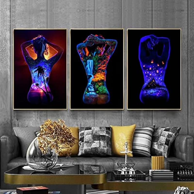 壁の芸術のポスター抽象的なカラフルな女性の体の風景画リビングルームの家cuadrosの写真のためのキャンバスプリント 絵画 インテリア 45x65cm X3 フレームレス Pwr55airhk Godawaripowerispat Com