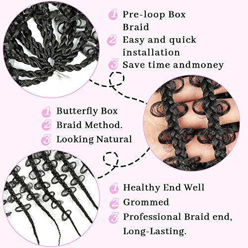 Umylar 24 Inch Butterfly Box Braids Crochet Hair 6 Packs Prelooped Crochet Hair Goddess Long Butterfly Locs Jungle Box Braids Crochet Hair Synthetic Braids Braiding Crochet Hair Extensions For Black Women (24, 1B#) #TOP2