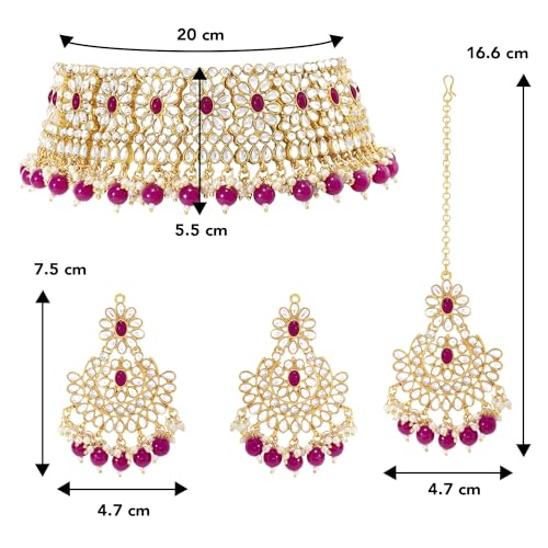 Image of Peora Crystal Faux Pearl Necklace & Jewellery Set Gift for Women