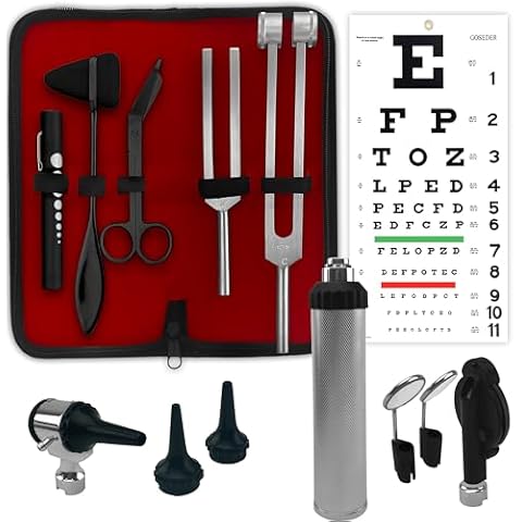 Multi Purpose Diagnostic kit for Neurological, EMT and Eye EXAM, Reflex Percussion Taylor Hammer + Penlight + Tuning Fork C 128 C 512 + Bandage Scissors 5.5" Cover
