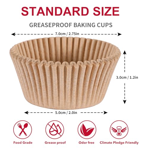 Caperci Standard Parchment Cupcake Liners For Baking 300 Pcs - Odorless Greaseproof Paper Muffin Baking Cups For Wedding Birthday Party Baby Shower Festivals thumb #5