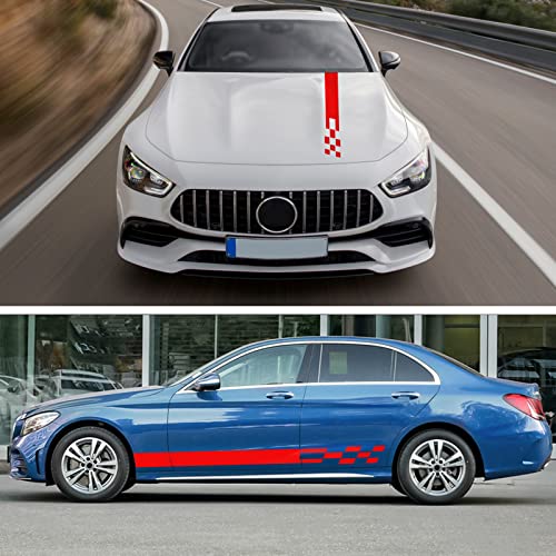 Bilisin 5 Pieces Vinyl Car Side Sticker Long Stripe Auto Racing Sport Body And Roof Hood Decal Decoration For All Cars Suv Truck Off-Road Vehicles Bi014 Red #TOP4