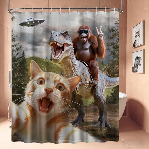 Image of Funny Orange Cat Shower Curtain, 70x72 in