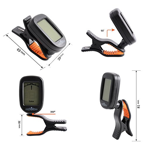 Guitar Tuner (2 Pack) for Acoustic Guitars, Violin, Ukulele (Uke), Bass, Mandolin, Banjo - (Black + White) - Premium Accessories by Nordic Essentials™