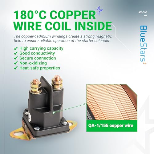 image for BlueStars 435-700 Starter Solenoid 3 Terminal 12V - Compatible with Hu