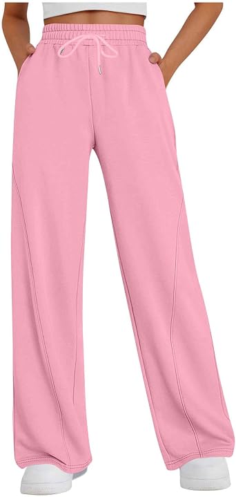 Womens Wide Leg Sweatpants Baggy Elastic High Waisted Pants Comfy Lounge Joggers Slacks Trendy Fall Workout Trousers