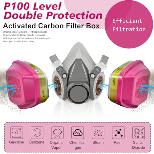 Matlarn Professionelle Wiederverwendbare Atemschutzmaske mit Filter, Halbgesichts Staubmaske mit Schutzbrille, Gasmaske Atemschutzmaske für Malerei, Chemie, Organische Dämpfe, Schweißen, Polieren
