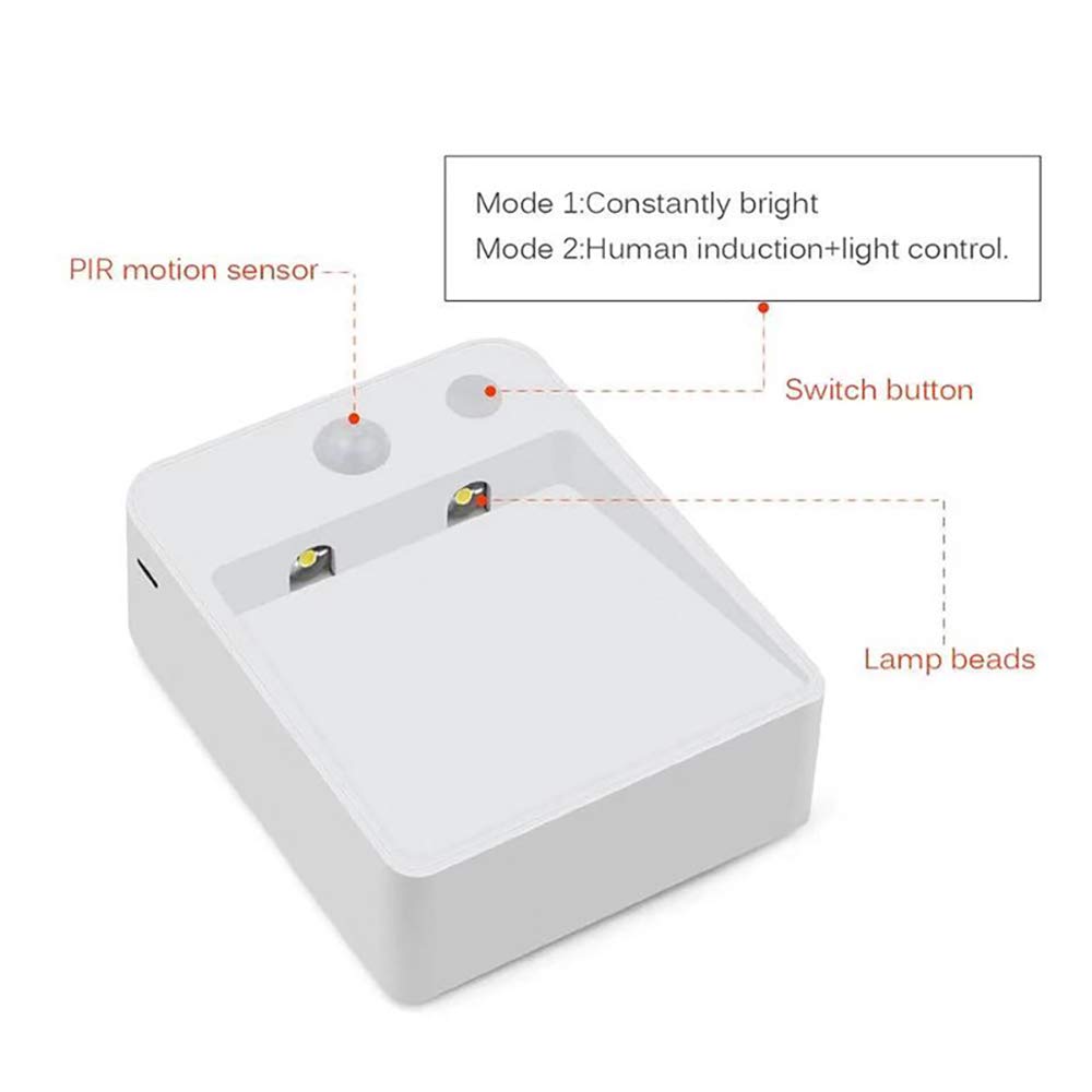 La luz del Sensor, LED portátil Noche la luz, la luz del Armario, con Pilas de la Stick-On, Blanco Caliente LED, inalámbrico de Pared montado para Escalera, Aseo, Armario, 2-Pack