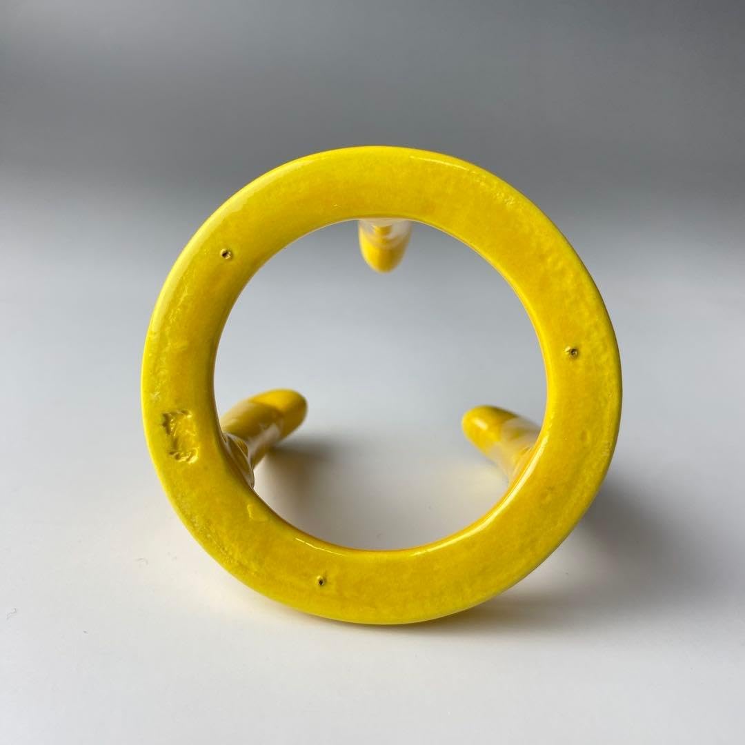 京焼 橋本城岳 黄交趾 五徳 蓋置 茶道具