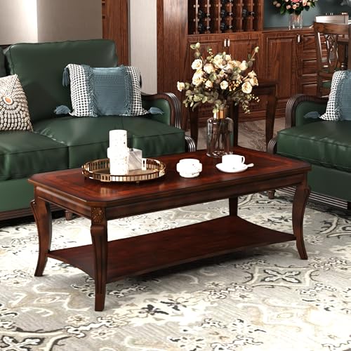 Farmhouse Coffee Table with Storage Shelf