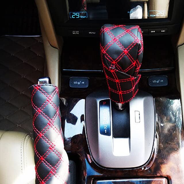 Car interior - 2Pcs/Set Faux Leather Hand Brake Shift Knob Cover For KIAs Rio K2 K3 K5 K4 Ceratos,Soul,Forte,Sportages R,Sorentos,Mohave,OPTIMAs (Red)