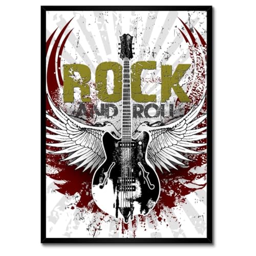 Guitare Rock poster cadre blanc déco murale salon moderne 50 x 70