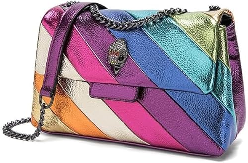 Kurt Geiger Shoulder Bag: Multicolor Rainbow Eagle Head Handbag with Chain for Women's Everyday Use