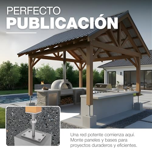Miniatura 5 de Gezu Impex Soporte De Poste Ajustable 100 X 100 Mm Galvanizado Por Inmersión En Caliente Set De 12 Soporte De Altura Base Elevada