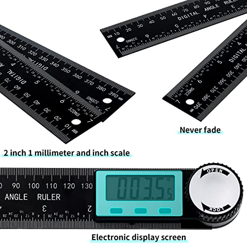 2 Pieces Digital Angle Finder Protractor 2 In 1 Angle Finder Ruler With Large Lcd Display Diy Angle Measuring Tool Construction Protractors For Woodworking Carpenter 200 Mm/ 7.87 Inches #TOP1