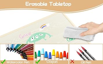 IDEALHOUSE Kids Table with 6 Chairs Set, Toddler Activity Table with Chairs
