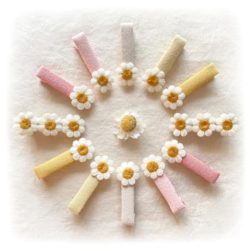 Cherssy 2 Inch Daisy Flowers Hair Clips For Girls, 12 Pcs Cotton Fully Lined Alligator Clips, Non Slip Floral Baby Barrettes Hair Pins For Infant Toddler Kid School Girls' Gift cover