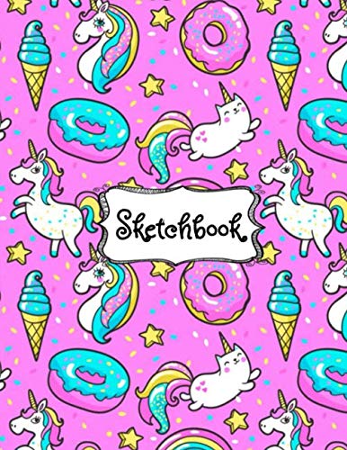 Sketchbook: Cute Unicorn Kawaii Sketchbook for Girls with 100+ Pages of 8.5